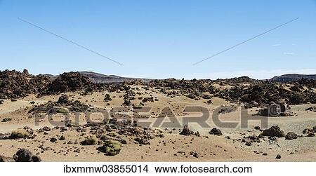 Picture - "Volcanic landscape surrounding the Pico del Teide, 3718m, Plateau de Llano Uruanca, Parque Nacional de las Canadas del Teide, Teide National Park, UNESCO World Heritage Site, Tenerife, Canary Islands, Spain, Europe". Fotosearch