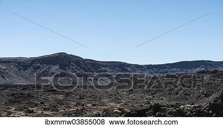 Stock Photo - "Volcanic landscape surrounding the Pico del Teide, 3718m, Plateau de Llano Uruanca, Parque Nacional de las Canadas del Teide, Teide National Park, UNESCO World Heritage Site, Tenerife, Canary Islands, Spain, Europe". Fotosearch
