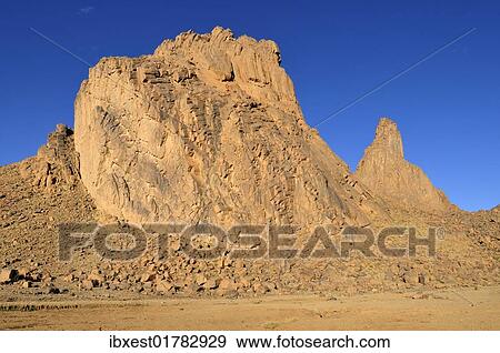 Stock Photo - "Volcanic rock formation in the Hoggar, Ahaggar Mountains, Wilaya Tamanrasset, Algeria, Sahara, North Africa, Africa". Fotosearch