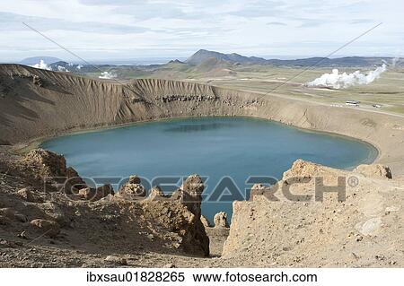 "Volcanism, crater, round blue lake, Lake Viti, crater lake, Krafla, Lake Myvatn region, Myvatn, Iceland, Scandinavia, Northern Europe, Europe" View Large Photo Image Stock Photography - "Volcanism, crater, round blue lake, Lake Viti, crater lake, Krafla, Lake Myvatn region, Myvatn, Iceland, Scandinavia, Northern Europe, Europe". Fotosearch