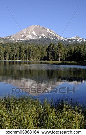 "Volcano Lassen Peak reflected in Manzanita Lake, Lassen Volcanic National Park, California, United States, North America" View Large Photo Image Picture - "Volcano Lassen Peak reflected in Manzanita Lake, Lassen Volcanic National Park, California, United States, North America". Fotosearch