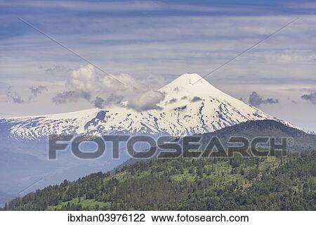 Stock Image - "Volcano Villarrica, Pucon, Araucania Region, Chile, South America". Fotosearch