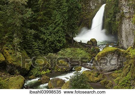Stock Photography - "Wahclella Falls in the Columbia River Gorge, Portland, Oregon, United States, North America". Fotosearch