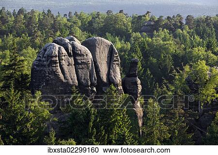 "Waldfelsen rocks from Carola rocks near the Affensteine rocks, Elbe Sandstone Mountains, Saxony, Germany, Europe" View Large Photo Image Stock Image - "Waldfelsen rocks from Carola rocks near the Affensteine rocks, Elbe Sandstone Mountains, Saxony, Germany, Europe". Fotosearch