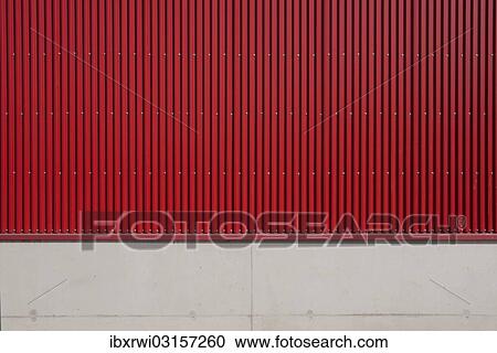 Wall of a factory building with red corrugated iron and concrete View Large Photo Image Stock Image - Wall of a factory building with red corrugated iron and concrete. Fotosearch