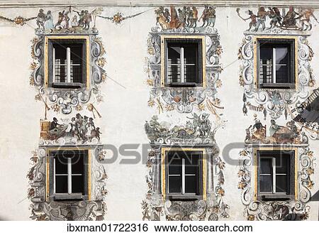 "Wall paintings on the rear facade of the Hirschenhaus building, Berchtesgaden, Berchtesgadener Land, Upper Bavaria, Bavaria, Germany, Europe" View Large Photo Image Stock Photograph - "Wall paintings on the rear facade of the Hirschenhaus building, Berchtesgaden, Berchtesgadener Land, Upper Bavaria, Bavaria, Germany, Europe". Fotosearch