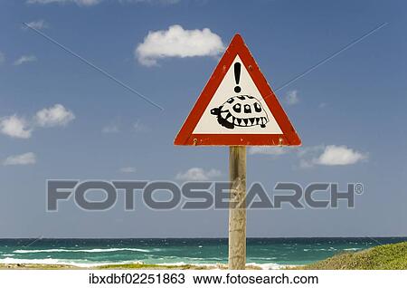 Stock Image - "Warning sign, crossing turtles, Cape Agulhas, Western Cape, South Africa, Africa". Fotosearch