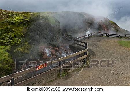 "Warning sign on a fence, hot spring Deildartunguhver, highest-flow hot spring of Iceland with 180 liters of boiling water per second, Reykholtsdalur, Iceland, Europe" View Large Photo Image Stock Photo - "Warning sign on a fence, hot spring Deildartunguhver, highest-flow hot spring of Iceland with 180 liters of boiling water per second, Reykholtsdalur, Iceland, Europe". Fotosearch
