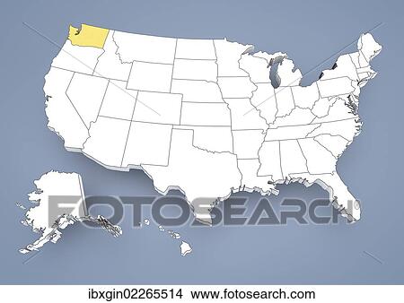 "Washington, WA, highlighted on a contour map of USA, United States of America, 3D illustration" View Large Photo Image Picture - "Washington, WA, highlighted on a contour map of USA, United States of America, 3D illustration". Fotosearch