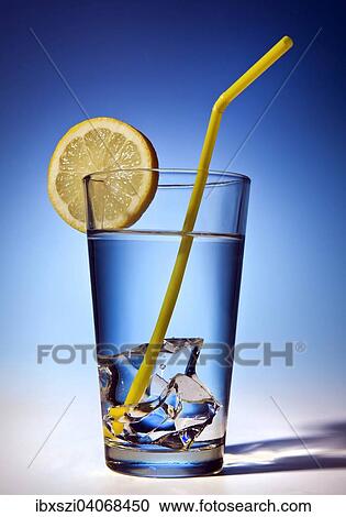 Water glass with ice cubes and lemon slice View Large Photo Image Stock Image - Water glass with ice cubes and lemon slice. Fotosearch