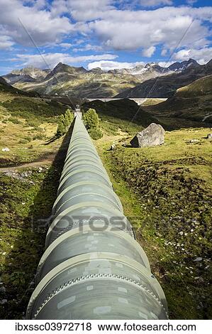 Stock Photo - "Water pipeline, Silvretta-Stausee reservoir, Bielerhohe Pass, Vorarlberg Montafon, Austria, Europe". Fotosearch