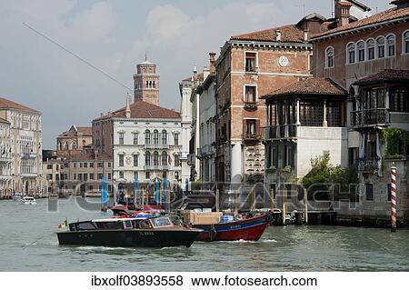 "Water taxi on the Grand Canal, Venice, Veneto, Italy, Europe" View Large Photo Image Stock Photo - "Water taxi on the Grand Canal, Venice, Veneto, Italy, Europe". Fotosearch