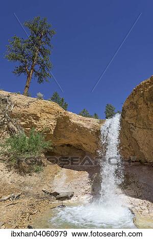 "Waterfall at Mossy Cave Trail, created by an artificial canal, Bryce Canyon National Park, Bryce, Utah, United States, North America" View Large Photo Image Stock Photo - "Waterfall at Mossy Cave Trail, created by an artificial canal, Bryce Canyon National Park, Bryce, Utah, United States, North America". Fotosearch