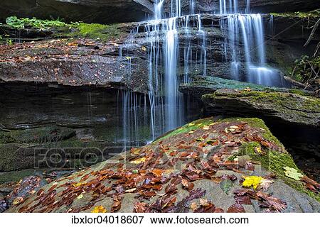 Stock Photo - "Waterfall in autumn, Foreste Casentinesi National Park, Italy, Europe". Fotosearch