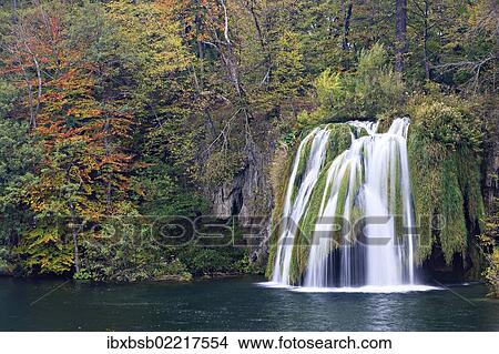 "Waterfall in autumn, Plitvice Lakes National Park, Croatia, Europe" View Large Photo Image Picture - "Waterfall in autumn, Plitvice Lakes National Park, Croatia, Europe". Fotosearch