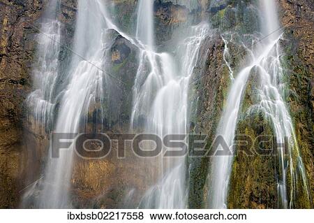 Stock Photo - "Waterfall in autumn, Plitvice Lakes National Park, Croatia, Europe". Fotosearch