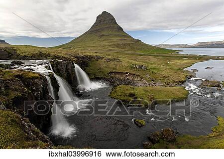 "Waterfall near Grundarfjordur, Kirkjufell at the back, Snaefellsnes peninsula, Iceland, Europe" View Large Photo Image Stock Photograph - "Waterfall near Grundarfjordur, Kirkjufell at the back, Snaefellsnes peninsula, Iceland, Europe". Fotosearch