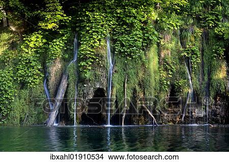 Picture - "Waterfall, Plitvice Lakes National Park, UNESCO World Heritage Site, Croatia, Europe". Fotosearch