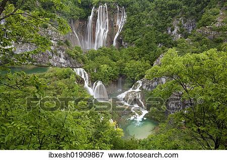 Stock Photo - "Waterfall, Plitvice Lakes National Park, Croatia, Europe". Fotosearch