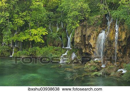 Stock Photo - "Waterfall, Plitvice Lakes National Park, Plitvice Jezera, Lika-Senj, Croatia, Europe". Fotosearch