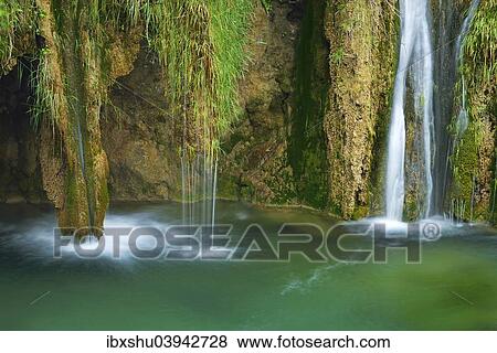 Stock Photo - "Waterfall, Plitvice Lakes National Park, Plitvicka Jezera or Plitvice Jezera, Lika-Senj County, Croatia, Europe". Fotosearch