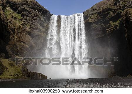 "Waterfall, Skogafoss, Iceland, Europe" View Large Photo Image Stock Image - "Waterfall, Skogafoss, Iceland, Europe". Fotosearch