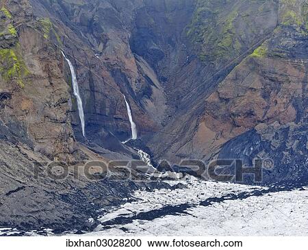 "Waterfalls cascading into the canyon below Hoefoabrekkajoekull glacier, Pakgil, Iceland, Europe" View Large Photo Image Stock Image - "Waterfalls cascading into the canyon below Hoefoabrekkajoekull glacier, Pakgil, Iceland, Europe". Fotosearch