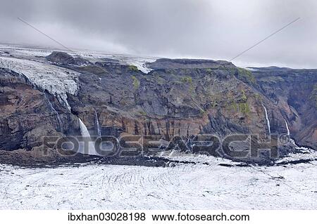 "Waterfalls cascading into the canyon below Hoefoabrekkajoekull glacier, Pakgil, Iceland, Europe" View Large Photo Image Stock Photo - "Waterfalls cascading into the canyon below Hoefoabrekkajoekull glacier, Pakgil, Iceland, Europe". Fotosearch