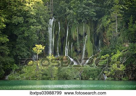 Stock Photo - "Waterfalls of the Plitvice Lakes, Plitvice, Croatia, Europe". Fotosearch