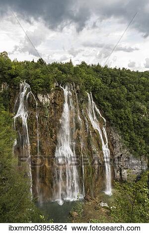 Picture - "Waterfalls, Plitvice Lakes, Rastovaca, Lika-Senj, Croatia, Europe". Fotosearch
