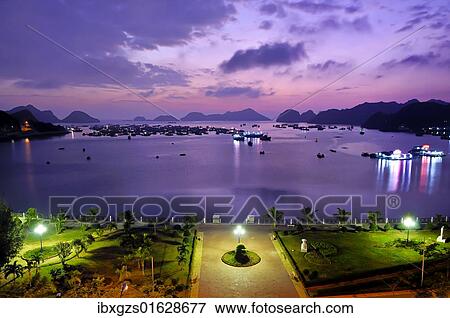Stock Photo - "Waterfront promenade of Cat Ba, Halong Bay, Vietnam, Southeast Asia, Asia". Fotosearch