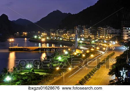Stock Photograph - "Waterfront promenade of Cat Ba, Halong Bay, Vietnam, Southeast Asia, Asia". Fotosearch