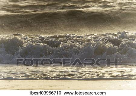 Stock Image - "Waves at the beach, Sylt, Schleswig-Holstein, Germany, Europe". Fotosearch