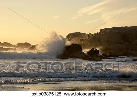 "Waves on the beach of Camps Bay, Cape Town, Western Cape, South Africa, Africa" View Large Photo Image Stock Photography - "Waves on the beach of Camps Bay, Cape Town, Western Cape, South Africa, Africa". Fotosearch