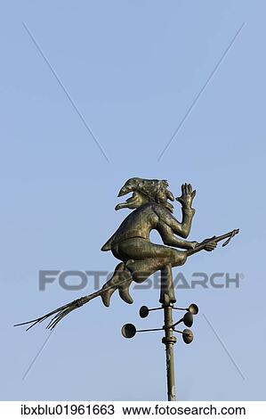 "Weather vane, witch riding a broom" View Large Photo Image Stock Image - "Weather vane, witch riding a broom". Fotosearch