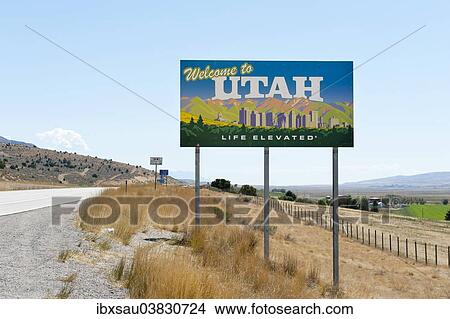 "Welcome sign on a highway, """"Welcome to Utah, Life elevated"""", Utah, USA" View Large Photo Image Picture - "Welcome sign on a highway, """"Welcome to Utah, Life elevated"""", Utah, USA". Fotosearch