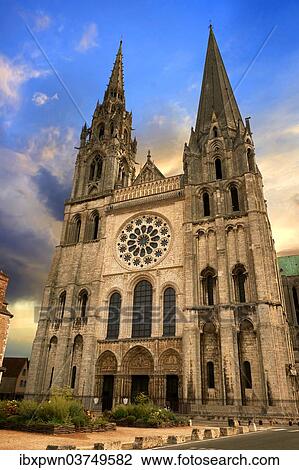 "West facade with the Royal Portal of the Gothic Cathedral of Chartres, UNESCO World Heritage Site, Chartres, France, Europe" View Large Photo Image Stock Image - "West facade with the Royal Portal of the Gothic Cathedral of Chartres, UNESCO World Heritage Site, Chartres, France, Europe". Fotosearch