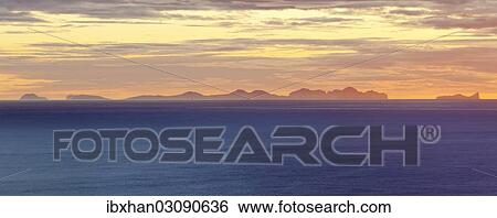 "Westman Islands at sunset, Dyrholaey, Vik i Myrdal, Southern Region, Iceland, Europe" View Large Photo Image Stock Photograph - "Westman Islands at sunset, Dyrholaey, Vik i Myrdal, Southern Region, Iceland, Europe". Fotosearch