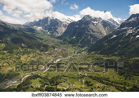 Stock Photography - "Wetterhorn, Mettenberg, Schreckhorn, Grosse Scheidegg, First, Grindelwald, Interlaken-Oberhasli, Canton of Bern, Switzerland, Europe". Fotosearch