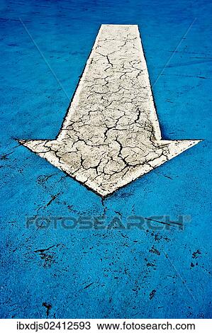White arrow on blue asphalt View Large Photo Image Stock Image - White arrow on blue asphalt. Fotosearch