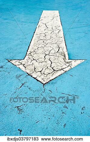 White arrow on blue concrete with cracks View Large Photo Image Stock Image - White arrow on blue concrete with cracks. Fotosearch
