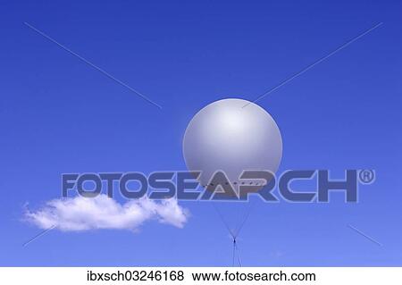 "White balloon against a blue sky with a cloud, illustration, Germany, Europe" View Large Photo Image Stock Photo - "White balloon against a blue sky with a cloud, illustration, Germany, Europe". Fotosearch