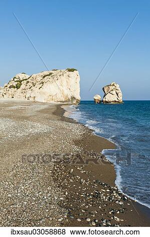 "White chalk cliffs, Aphrodite Rocks, beach, eastern Mediterranean Sea, Petra tou Romiou, Aphroditefelsen, Pissouri bei Paphos, Republik Zypern, Cyprus, Europe" View Large Photo Image Stock Photo - "White chalk cliffs, Aphrodite Rocks, beach, eastern Mediterranean Sea, Petra tou Romiou, Aphroditefelsen, Pissouri bei Paphos, Republik Zypern, Cyprus, Europe". Fotosearch