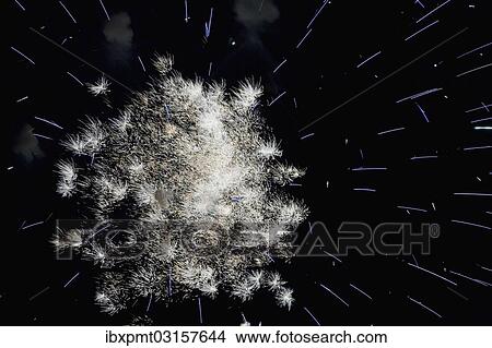 "White fireworks in the night sky, Laval, Quebec Province, Canada, North America" View Large Photo Image Picture - "White fireworks in the night sky, Laval, Quebec Province, Canada, North America". Fotosearch