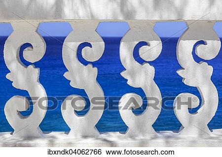 "White ornate railing with views of the sea, Kyra Panagia, Karpathos, Dodecanese, South Aegean, Greece, Europe" View Large Photo Image Stock Photograph - "White ornate railing with views of the sea, Kyra Panagia, Karpathos, Dodecanese, South Aegean, Greece, Europe". Fotosearch