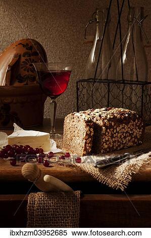 "Wholemeal bread, Camembert, glass of red wine, currants" View Large Photo Image Stock Photography - "Wholemeal bread, Camembert, glass of red wine, currants". Fotosearch