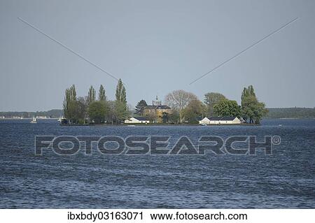 Stock Image - "Wilhelmstein Island in Steinhuder Meer or Lake Steinhude, Steinhuder Meer, Lower Saxony, Germany, Europe". Fotosearch
