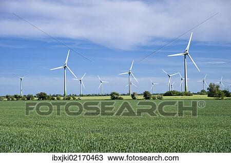 Stock Image - "Wind farm, Vadersdorf, Island of Fehmarn, Baltic Sea, Schleswig-Holstein, Germany, Europe". Fotosearch