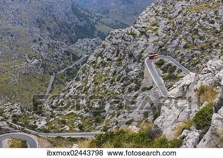 "Winding mountain road to Sa Calobra, Tramuntana Mountains, Majorca, Balearic Islands, Spain, Europe" View Large Photo Image Stock Photo - "Winding mountain road to Sa Calobra, Tramuntana Mountains, Majorca, Balearic Islands, Spain, Europe". Fotosearch