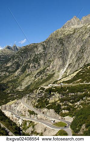 "Winding road, serpentines, section of the Grimsel Pass Road, Grimsel region, Switzerland, Europe" View Large Photo Image Picture - "Winding road, serpentines, section of the Grimsel Pass Road, Grimsel region, Switzerland, Europe". Fotosearch